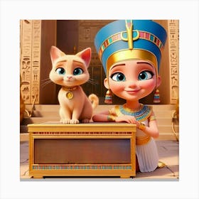 Egyptian Princess And Cat Canvas Print