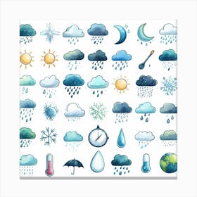 Weather Icons Set Canvas Print