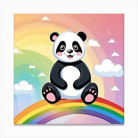 Panda Bear On Rainbow Canvas Print