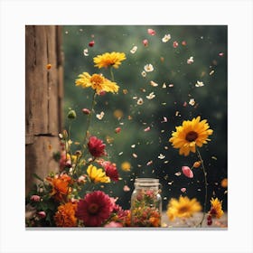 Flowers In A Jar 1 Canvas Print