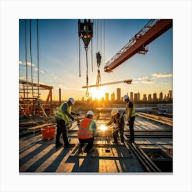 Construction Workers At Work 1 Canvas Print