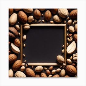 Frame With Nuts On Black Background Canvas Print