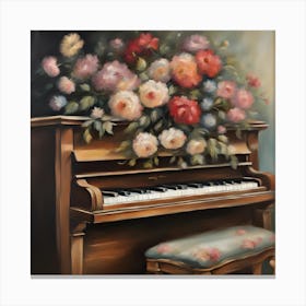 Piano With Flowers 1 Canvas Print