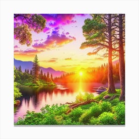 Sunset In The Forest 16 Canvas Print