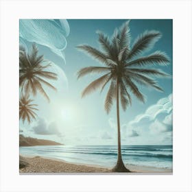 Palm Trees On The Beach Canvas Print