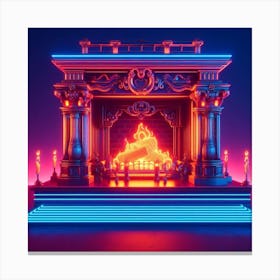 Neon Fireplace 1 Canvas Print