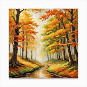 Forest In Autumn In Minimalist Style Square Composition 334 Canvas Print