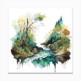 Watercolor Of A River 3 Canvas Print