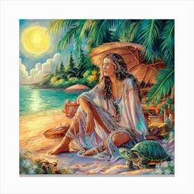 Woman On The Beach Canvas Print