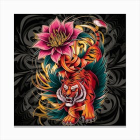 Tiger And Lotus Canvas Print