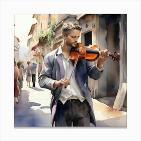 Man Playing Violin Canvas Print