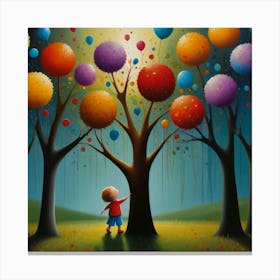 Tree With Balloons Canvas Print