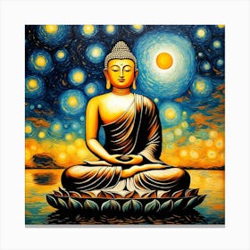 Buddha Painting Starry Night Canvas Print
