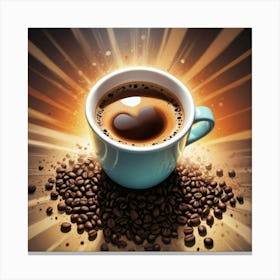 Coffee Cup With Coffee Beans Canvas Print