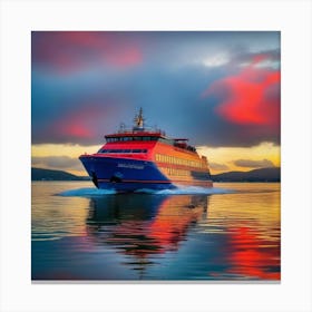 Sunset On A Ferry 32 Canvas Print