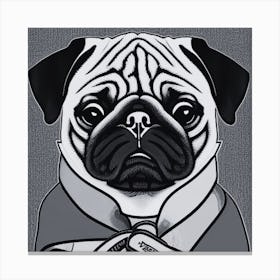 Pug Dog black and white Canvas Print