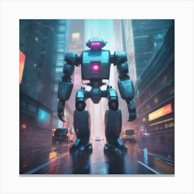 Robot In The City 66 Canvas Print