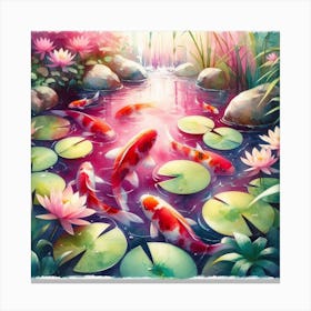 Koi Fish Pond Canvas Print