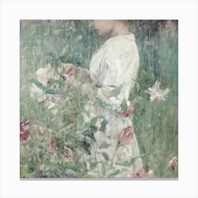 Girl In A Garden Canvas Print