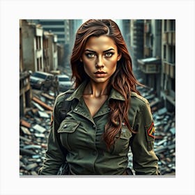 Soldier Girl In The City Canvas Print