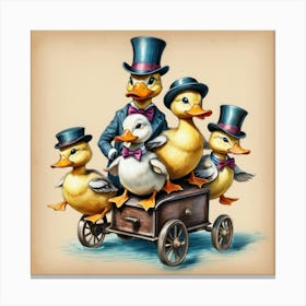 Ducks In A Carriage 4 Canvas Print