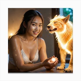 Sweetheart Glowing Light Spirit Beast Master 1 Canvas Print