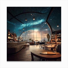 Firefly Nordic Style, Coffee Shop, Spaceship, Galley, Galaxy, Hyper Realistic, Futuristic, Scandinav (2) Canvas Print