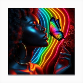 Beautiful Black Woman With A Butterfly Canvas Print