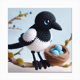 Amigurumi, Magpie bird 1 Canvas Print