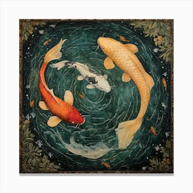 Koi Fish Ancient Tapestry 1 Canvas Print