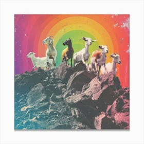 Mountain Goat Rainbow Collage 1 Canvas Print