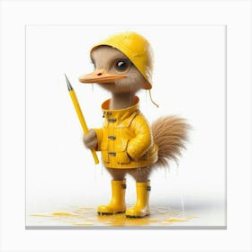 Duck In Raincoat Canvas Print