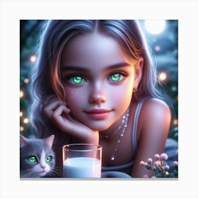 Little Girl With Cat 3 Canvas Print