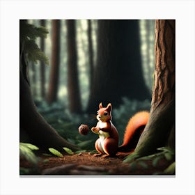 Red Squirrel In The Forest 5 Canvas Print