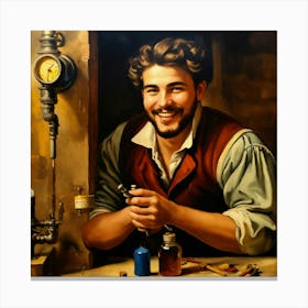Plumber Working Oil Painting Baroque Art (2) Canvas Print
