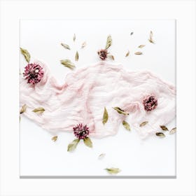 Pink Flowers On A White Background 1 Canvas Print