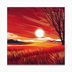 Sunset In The Field 9 Canvas Print