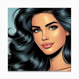 Woman With Long Black Hair Canvas Print