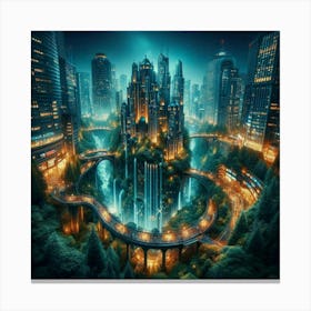 Cityscape At Night Canvas Print