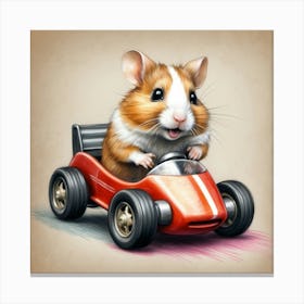 Hamster In A Car 5 Canvas Print