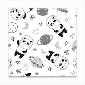Panda Floating In Space And Star Canvas Print