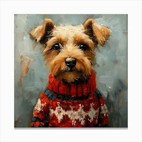 Airedale In Christmas Sweater 1 Canvas Print