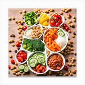 Healthy Food On A Wooden Table Canvas Print