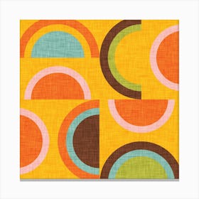 Circles On A Yellow Background Canvas Print