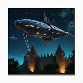 Default Show An Futuristic Flying Ships In Hovering In The Nig 0 Canvas Print