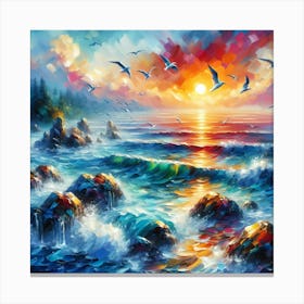 Sunset At The Sea Canvas Print