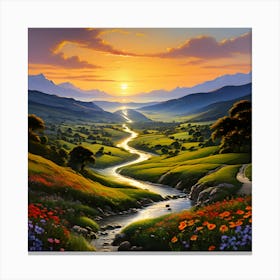 Sunset In The Valley Canvas Print