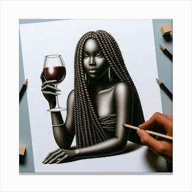 Black Girl With A Glass Of Wine Canvas Print