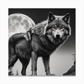 Wolf In The Moonlight 1 Canvas Print