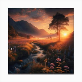 Sunset Over The Mountains Canvas Print